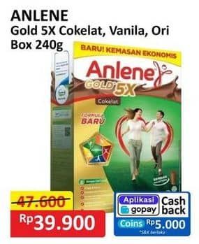 Promo Harga Anlene Gold Plus 5x Hi-Calcium Coklat, Original, Vanila 240 gr - Alfamart