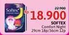 Promo Harga Softex Comfort Night Wing 29cm, Wing 36cm 12 pcs - Alfamidi