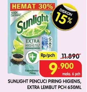 Promo Harga Sunlight Pencuci Piring Extra Lembut, Higienis Plus With Habbatussauda 650 ml - Superindo