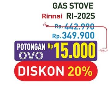 Promo Harga Rinnai RI-202S Kompor Gas  - Hypermart