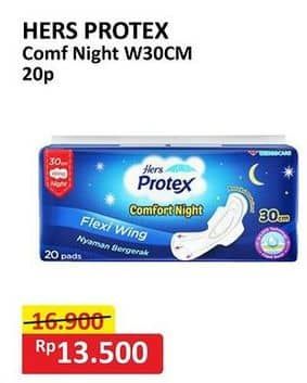 Promo Harga Hers Protex Comfort Night Wing 30cm 20 pcs - Alfamart