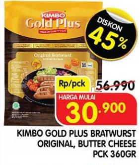 Promo Harga Kimbo Gold Plus Bratwurst Original, Butter Cheese 360 gr - Superindo