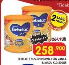 Promo Harga Bebelac 3 Susu Pertumbuhan Vanila, Madu 800 gr - Superindo