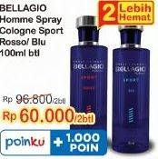 Promo Harga BELLAGIO Sport Spray Cologne Rosso, Blu 100 ml - Indomaret
