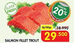 Promo Harga Salmon Fillet Trout per 100 gr - Superindo