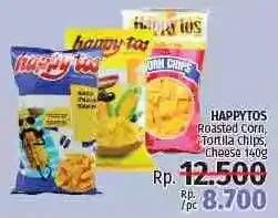 Promo Harga HAPPY TOS Tortilla Chips Cheese, Jagung Bakar 140 gr - LotteMart