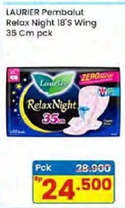 Promo Harga Laurier Relax Night 35cm 18 pcs - Indomaret