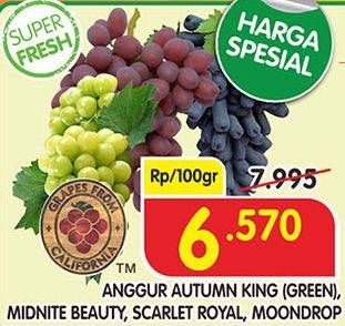 Promo Harga Anggur Autumn King (Green)/Midnight Beauty/Scarlet Royal/Moondrop  - Superindo
