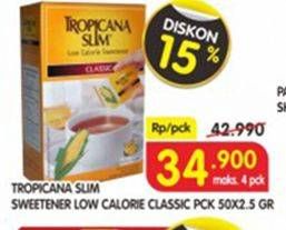 Promo Harga TROPICANA SLIM Sweetener Low Calori Classic 50 pcs - Superindo