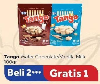 Promo Harga Tango Wafer Chocolate, Vanilla Milk 115 gr - Carrefour