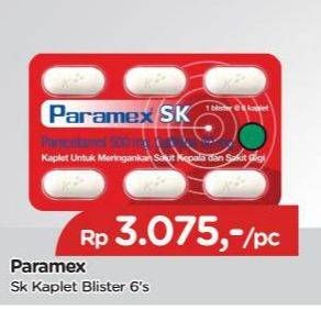 Promo Harga PARAMEX SK Paracetamol 6 pcs - TIP TOP