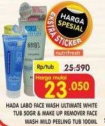 Promo Harga HADA LABO Make Up Remover Face Wash Mild Peeling 100ml/Face Wash Ultimate White 50gr  - Superindo