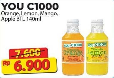 Promo Harga You C1000 Health Drink Vitamin Orange, Lemon, Mango, Apple 140 ml - Alfamart