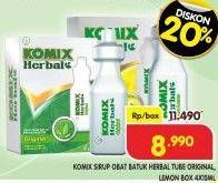 Promo Harga Komix Herbal Obat Batuk Original, Lemon per 4 sachet 15 ml - Superindo