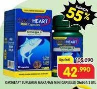 Promo Harga Om3heart Fish Oil Omega 3 Mini Capsule 60 pcs - Superindo
