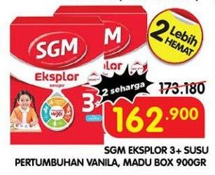 Promo Harga SGM Eksplor 3+ Susu Pertumbuhan Vanila, Madu 900 gr - Superindo