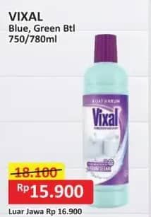 Promo Harga Vixal Pembersih Porselen Blue Extra Kuat, Green Kuat Harum 780 ml - Alfamart