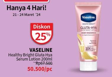 Promo Harga Vaseline Healthy Bright Gluta-Hya Lotion Dewy Radiance 200 ml - Guardian