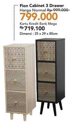 Promo Harga Drawer Fion Cabinet 3  - Carrefour