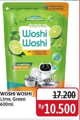 Promo Harga Woshi Woshi Dishwash  Lime Lemon Basil, Green Tea 600 ml - Alfamidi