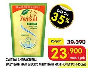 Promo Harga ZWITSAL Baby Bath Hair & Body, Milky Bath Rich Honey 450 mL  - Superindo