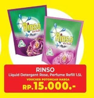 Promo Harga Rinso Liquid Detergent + Molto Pink Rose Fresh, + Molto Purple Perfume Essence 1500 ml - Yogya