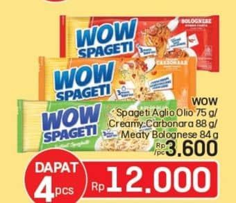 Promo Harga WOW Spageti Aglio Olio, Cream Carbonara, Meaty Bolognese 75 gr - LotteMart