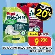 Promo Harga Bagus Fresh99 Premium Anti Bacterial Dish Washing Liquid Mix Berry, Fresh Lime 575 ml - Superindo