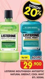 Promo Harga LISTERINE Mouthwash Antiseptic Natural Green, Cool Mint 500 ml - Superindo