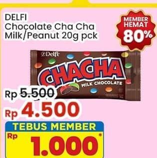 Promo Harga Delfi Cha Cha Chocolate Milk Chocolate, Peanut 25 gr - Indomaret