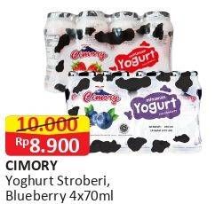 Promo Harga CIMORY Yogurt Drink Strawberry, Blueberry per 4 botol 70 ml - Alfamart