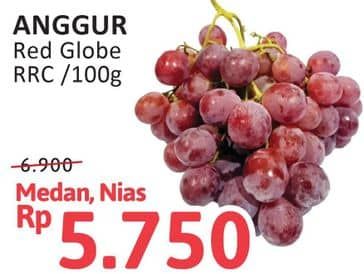 Anggur Red Globe per 100 gr Diskon 16%, Harga Promo Rp5.750, Harga Normal Rp6.900