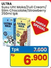Promo Harga Ultra Milk Susu UHT Moka, Full Cream, Coklat, Stroberi 250 ml - Indomaret