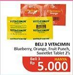 Promo Harga VITACIMIN Vitamin C - 500mg Sweetlets (Tablet Hisap) Blueberry, Orange, Fruit Punch, Sweeties per 3 pouch 2 pcs - Alfamidi