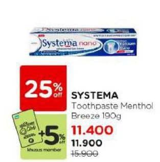 Promo Harga Systema Toothpaste Menthol Breeze 190 gr - Watsons