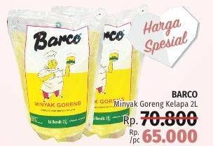 Promo Harga BARCO Minyak Goreng Kelapa 2000 ml - LotteMart