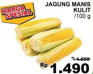Promo Harga Jagung Manis Kulit per 100 gr - Giant