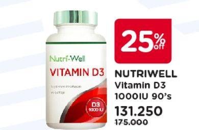 Promo Harga NUTRIWELL Vitamin D3 1000 IU 90 pcs - Watsons