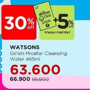 Promo Harga Watsons Girlish Micellar Clear Water 485 ml - Watsons