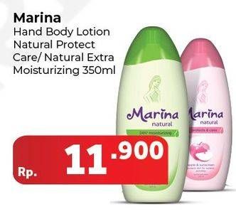 Promo Harga MARINA Hand Body Lotion Natural Protect Care, Natural Extra Moisturizing 350 ml - Carrefour