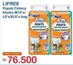 Promo Harga Lifree Popok Celana Ekstra Serap M10, L8, XL6  - Indomaret