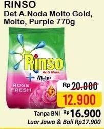 Promo Harga RINSO Molto Detergent Bubuk Anti Noda, Royal Gold, Purple 770 gr - Alfamart