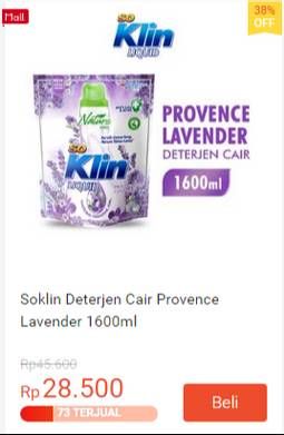 Promo Harga So Klin Liquid Detergent Provence Lavender 1600 ml - Shopee