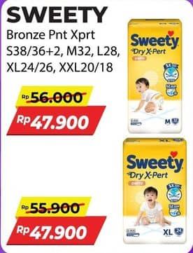 Promo Harga Sweety Bronze Pants Dry X-Pert S36+2, M32, L28 28 pcs - Alfamart