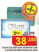 Promo Harga OILUM Collagen Soap Hydrating Care, Scrub Brightening per 3 box 85 gr - Superindo