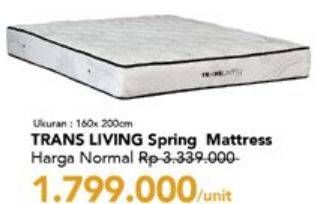 Promo Harga TRANS LIVING Spring Mattress 160 X 200 Cm  - Carrefour