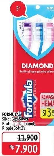Promo Harga FORMULA Sikat Gigi Diamond Medium, Ripple Soft 3 pcs - Alfamidi