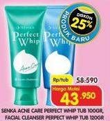 Promo Harga SENKA Acne Care Perfect Whip Tub 100g, Facial Cleanser Perfect Whip Tub 120g  - Superindo