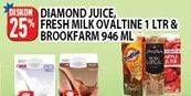 Promo Harga DIAMOND Juice / OVALTINE Fresh Milk 1lt / BROOKFARM Fresh Milk 946ml  - Hypermart