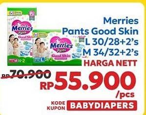 Promo Harga Merries Pants Good Skin M34, L30 30 pcs - Indomaret